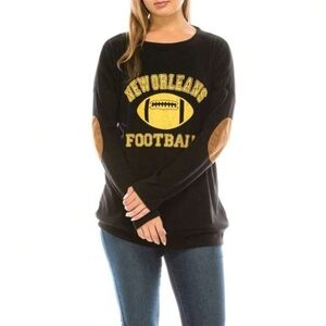 Black Football Sweatshirt with Elbow Patches